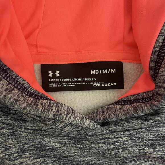 Under Armour ColdGear Women's MD Loose Gray Orange Hoodie - Picture 4 of 7